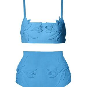 Chic-Bay Blue Origami fold high-waist bikini Small